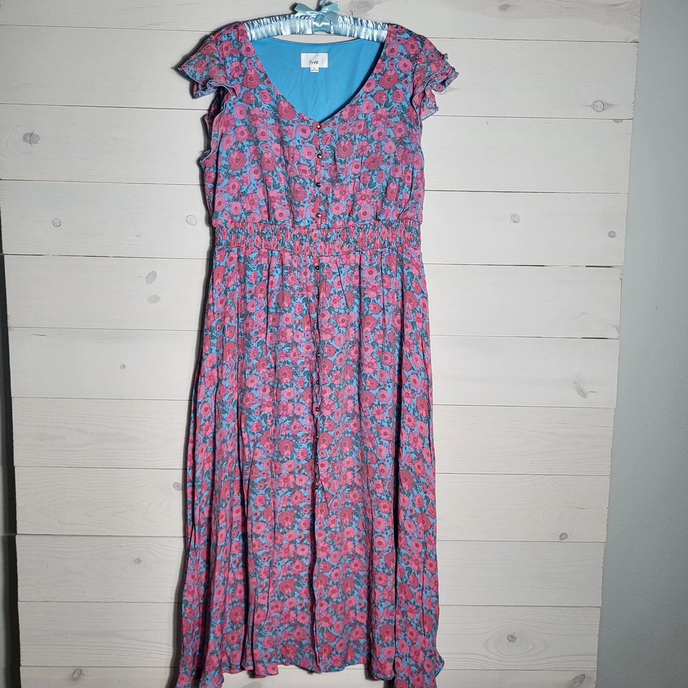 Maxi Dress Floral Flowy V-Neck Coastal Cowgirl BOHO Western Cottagecore.